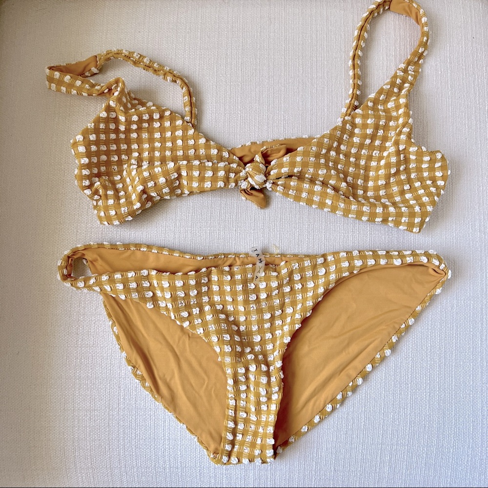 Vitamin A Mustard and White Checkered Bikini